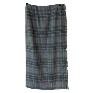 VTG Talbots Blue Plaid Fringe Wrap Midi Skirt Preppy Equestrian Quiet Luxury 10